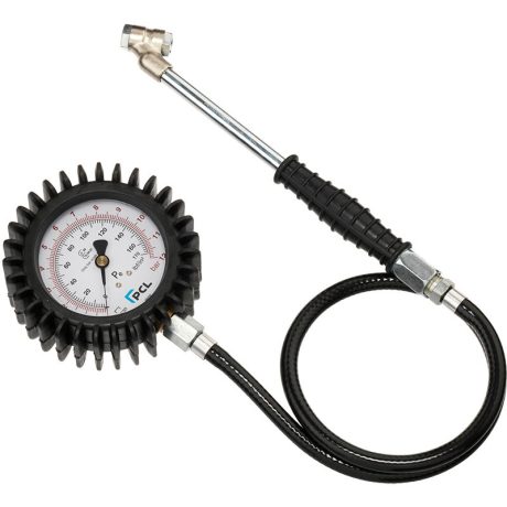 Tyre Check Dial gauge (80mm Dia) 0-170 psi & 0-12 bar, Twin Hold-On Connector