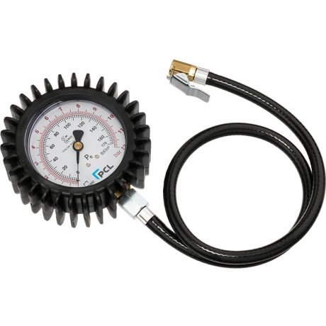 Tyre Check Dial Gauge (80mm Dia) 0-170 psi & 0-12 bar, Euro Clip-On Connector